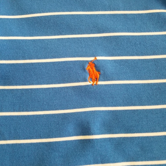 Polo Ralph Lauren Polo Shirt Blue White Stripes Size 1XB 1G Big Grand 100%cotton - Picture 7 of 8